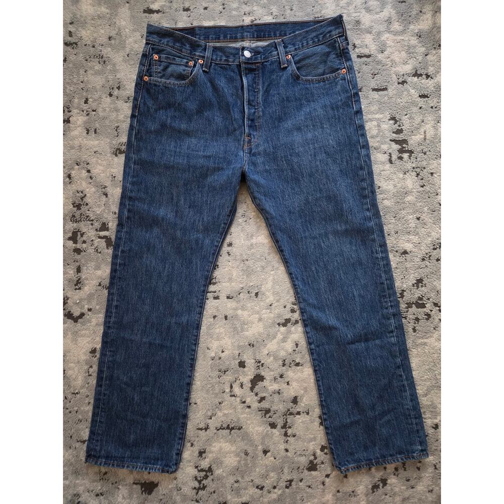 Levis 501 Blue Jeans - Classic Straight Fit W36 L30 Hidden Button Fly Streetwear